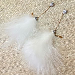 Betsey Johnson  ‘Angels & Wings’ White Feather Earrings HTF/Rare!